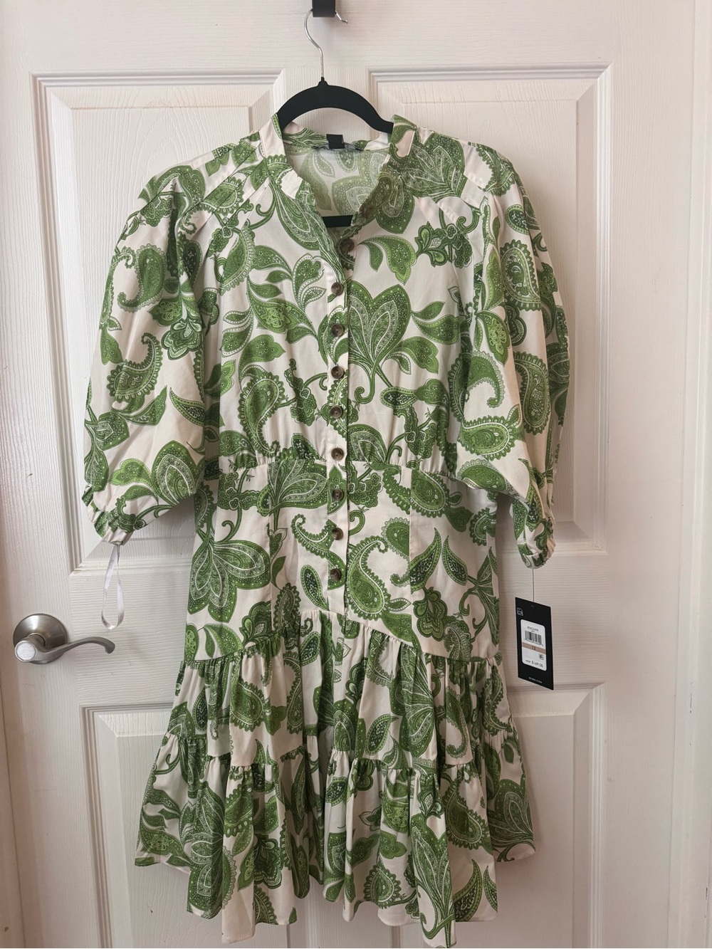 Green Paisley Button-Front Women's Dress NWT